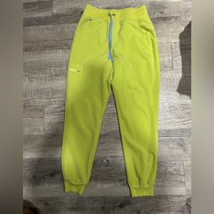 Figs Scrubs Neon Yellow/Green High Waisted Zamora Joggers